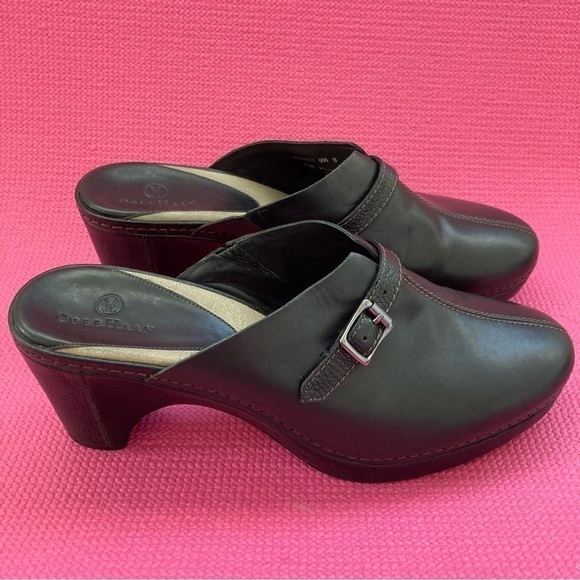 Cole Haan Black Leather Clogs Womens 8.5B Slip On Mules - Picture 1 of 8